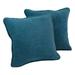 18-inch Double-corded Solid Microsuede Square Throw Pillows with Inserts (Set of 2) Teal