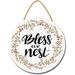 Eveokoki 12 Bless Our Nest Welcome Sign for Front Door Thanksgiving Wreaths Porch Door Wall Decor Autumn Wooden Hanging Thanksgiving Sign for Home FamerHouse Outdoor Indoor