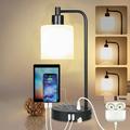 Tomshing Industrial Touch Table Lamp 3 Way Dimmable Nightstand Lamp with 2 USB Ports and 1 AC Port Outlet Frosted Glass Shade Vintage Bedside Reading Desk Lamp for Living Room Bedroom Study