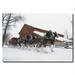 Trademark Fine Art Budweiser Clydesdales Snowing in Front of a Barn Canvas Art