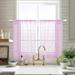 CUH Single Curtain Panel Slot Top Sheer Short Window Door Curtain Tulle Half Window Drape Voile Cafe Tier Kitchen Valance Bathroom Scarf Purple W:35 x L:24