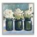 Stupell Industries White Roses Country Jars Floral Arrangement Bouquets Painting Gray Framed Art Print Wall Art Design by Sue Riger