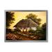 Designart Traditional Cottage At Sunset In Autumn Flowers Traditional Framed Art Print