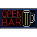 Open Bar With Beer Mug LED Neon Sign 20 x 37 - inches Clear Edge Cut Acrylic Backing with Dimmer - Bright and Premium built indoor LED Neon Sign for Bar decor.