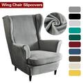 Wingback Chair Cover 2-Piece Wing Chair Covers Armchair Chair Slipcovers Spandex Sofa Cover Furniture Protector Machine Washable Removable for Living Room Bedroom Hotel(Grey)