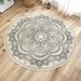 Bullpiano Round Area Rug 3 Diameter Vintage Soft Faux Wool Area Rug Accent Distressed Collection Non-Slip Machine Washable Indoor Throw Rugs Floor Carpet for Bedrooms Living Room Laundry Room