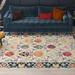 Transitional 8x10 Area Rug (7 11 x 10 3 ) Oriental Navy Pink Living Room Easy to Clean