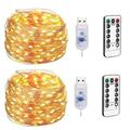 2 Pack 65.5ft/32.8ft/16.4ft Led Fairy Lights USB Plug-in Fairy Lights with Remote 8 Modes Lights for Bedroom Party Xmas