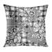 ECCOT Flower Eclectic Plaid Baroque Black White Tartan Abstract Geometric Pillow Case Pillow Cover 20x20 inch