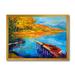 Designart The Lake At Sunset Evening Glow II Lake House Framed Art Print