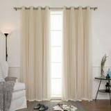 Best Home Fashion 4-Piece Gathered Tulle Sheer and Blackout Silver Grommet Curtain Panel Set 52-in W 84-in L