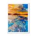 Designart Whirly Blue Waves Under Orange Sunset Nautical & Coastal Framed Art Print