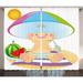 Cartoon Curtains 2 Panels Set Bear on the Beach Sunbathing Summer Day with Watermelon Children Cheerful Design Window Drapes for Living Room Bedroom 108W X 90L Inches Multicolor by Ambesonne