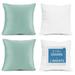 Nestl Plush 2 Pack Solid Decorative Microfiber Square Throw Pillow Cover with Throw Pillow Insert for Couch Aqua 22 x 22