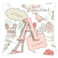 Carolines Treasures Letter A Love In Paris Pink Canvas Fabric Decorative Pillow