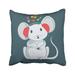 WOPOP Colorful Adorable Cute Mouse Character In Headphones Music White Animal Carefree Cartoon Pillowcase Throw Pillow Cover Case 16x16 inches