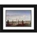 Jean-Charles Geslin 18x13 Black Ornate Wood Framed Double Matted Museum Art Print Titled - Place De La Concorde View of the Water s Edge Terrace; King Louis-Philippe Crosses the Place