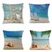 SUFAM Set of 4 Pillow Cases Mediterranean Beach Summer Starfish Shell Sand Ocean Vacation Travel Throw Pillowcase Cover Cushion Case Home Decor 18x18 inch