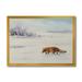Designart Red Fox Running In White Snow in Countryside I Farmhouse Framed Art Print