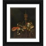 Abraham van Beyeren 15x18 Black Ornate Wood Framed Double Matted Museum Art Print Titled - Still Life with Lobster and Fruit (Probably Early 1650s)