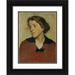 Josef Wawra 11x14 Black Ornate Wood Framed Double Matted Museum Art Print Titled: Women s Portrait with Red Sweater (1925-1930)