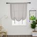 Yipa Voile Cafe Scarf Sheer Kitchen Valance Tie Up Roman Shades Window Curtains Adjustable Window Treatment Rod Pocket Window Drapes Slot Top Curtain Panel Gray 31.5 Width x47.2 Length 1-Panel