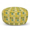 Talavera Pouf Cover with Zipper Traditional Pattern with Different Folkloric Ornamental Squares Soft Decorative Fabric Unstuffed Case 30 W X 17.3 L Dark Yellow Multicolor by Ambesonne