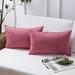Phantoscope Textural Faux Linen Series Square Decorative Throw Pillow Cusion for Couch 12 x 20 Pink 2 Pack