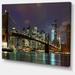 DESIGN ART Designart Brooklyn Bridge Panoramic View Cityscape Photo Large Canvas Print - Brown 40 in. wide x 30 in. high - 1 Panel