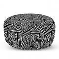 Aztec Pouf Cover with Zipper Geometric Maze Pattern Inspired by Tribal Culture Bohemian Folk Design Soft Decorative Fabric Unstuffed Case 30 W X 17.3 L Black and White by Ambesonne