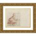 Polidoro da Caravaggio 18x14 Gold Ornate Wood Frame and Double Matted Museum Art Print Titled - Woman Seated with a Piece of Cloth (Verso) (C. 1521-1522)