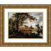 Meindert Hobbema 18x14 Gold Ornate Wood Frame and Double Matted Museum Art Print Titled - Wooded Landscape with a Water-Mill