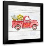Coulter Cynthia 15x15 Black Modern Framed Museum Art Print Titled - Farmhouse Stamp Red Truck