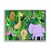 Stupell Industries Playful Safari Animals in Green Jungle Illustration Traditional Painting Gray framed Art Print Wall Art 11 x 14 Design by Carla Daly