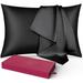 Kmowoo Silk Pillowcase for Hair and Skin 1 Pack Mulberry Silk & Natural Wood Pulp Fiber Double-Sided Design Silk Pillow Covers with Hidden Zipper black