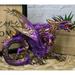 Metallic Purple And Gold Fantasy Double Headed Hydra Dragons Crouching Figurine