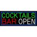 Cocktails Bar Open LED Neon Sign 10 x 24 - inches Clear Edge Cut Acrylic Backing with Dimmer - Bright and Premium built indoor LED Neon Sign for Bar decor.