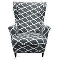 DONGPAI Stretch Wingback Chair Cover Printed Wing Chair Slipcovers Furniture Cover 1-Piece Super Stretch Modern Style Pattern Soft with Elastic Bottom