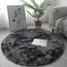 Yannee Shaggy Area Rugs for Bedroom Living Room Fluffy Rug Plush Decorative Rug for Indoor Home Floor Carpet Dark Gray Round Rug for Girls Bedroom