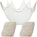 Lieonvis 2 Pcs Fish Netting Decoration Beige Nautical Fish Net Cotton Decorative Fishing Net Ocean Themed Wall Hangings Fishnet Fish Netting for Beach Mermaid Party Home 39.4 x 78.7in