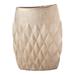 Ceramic Oval Vase with Wide Mouth Brushed Banded Top and Embossed Diamond Pattern Design Body Gloss Finish Gold