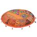 Stylo Culture Indian Boho Floor Pillow Vintage Patchwork Cushion Cover Orange Oversized 40x40 Inch Decorative Round Decor Seating Tuffet Seat Pouf Cover Footstool Cotton Embroidered 1 Pc