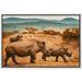 wall26 Framed Canvas Print Wall Art African Savanna Safari Jungle Rhino Stampede Nature Animals Photography Realism Rustic Scenic Landscape Colorful for Living Room Bedroom Office - 24 x36&quo