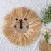 Animal Head Hand-Woven Wall Hanging Craft Cartoon Lion Tiger Straw and Cotton Thread Weaving Wall Pendant Nursery Room Wall Art Decor for Home Bedroom Living Room Decoration