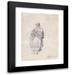 James Ward 12x14 Black Modern Framed Museum Art Print Titled - Back View of Country Woman in Hat and Shawl