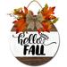 Eveokoki 12 Hello Fall Pumpkin Signs for Front Door Farmhouse Porchï¼Œ Rustic Round Wooden Hanging Wreaths for Housewarming Gift Autumn Decoration Outdoor Indoor Wall Decor