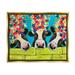 Stupell Industries Farm Cattle Cows Bright Flower Petals Green Planks Painting Metallic Gold Floating Framed Canvas Print Wall Art Design by Karrie Evenson