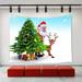 CADecor Christmas Decor Tapestry Funny Christmas Decorations Santa Claus Reindeer Christmas Tree Gifts Presents Wall Decor for Decor 40x60 inch