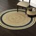 Natural Jute Rug Hand Braided Round Area Rug Handmade Rug for Home Decor 7x7 Square Feet (84x84 Inch Beige + Black Line)