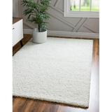 Unique Loom Solid Shag Rug Snow White 8 x 10 Rectangle Solid Modern Perfect For Living Room Bed Room Dining Room Office